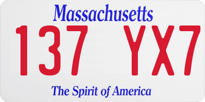 MA license plate 137YX7