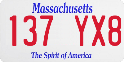 MA license plate 137YX8