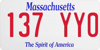 MA license plate 137YY0