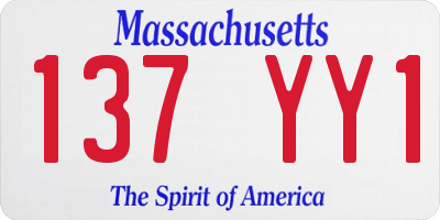 MA license plate 137YY1