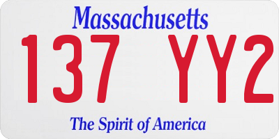 MA license plate 137YY2