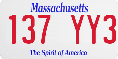 MA license plate 137YY3
