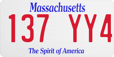 MA license plate 137YY4