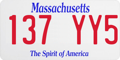 MA license plate 137YY5