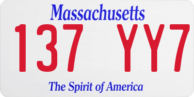 MA license plate 137YY7