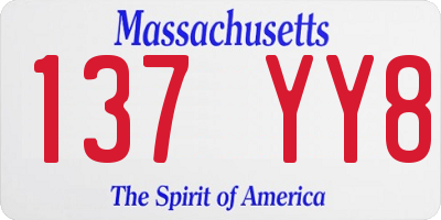 MA license plate 137YY8