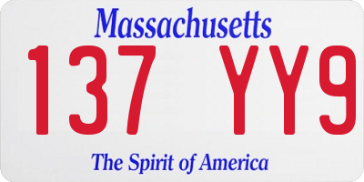 MA license plate 137YY9