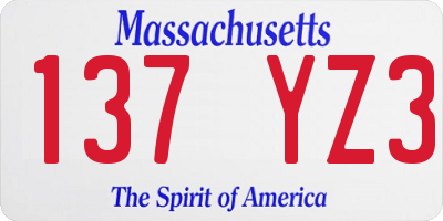 MA license plate 137YZ3