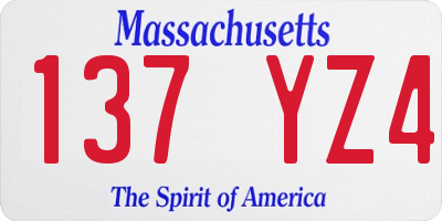 MA license plate 137YZ4