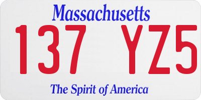 MA license plate 137YZ5