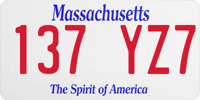 MA license plate 137YZ7