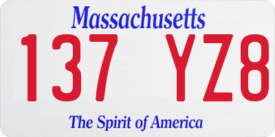 MA license plate 137YZ8