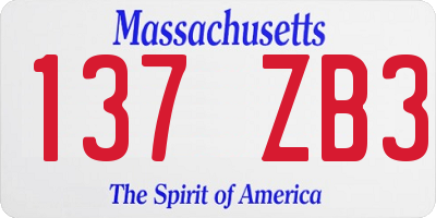 MA license plate 137ZB3