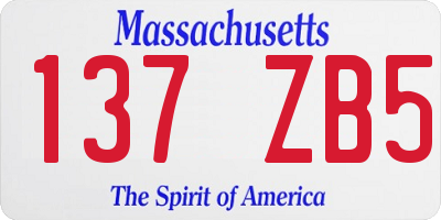 MA license plate 137ZB5