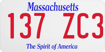 MA license plate 137ZC3