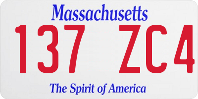 MA license plate 137ZC4
