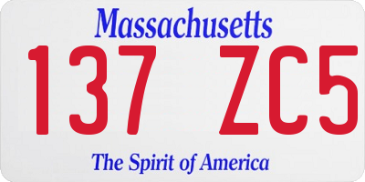 MA license plate 137ZC5