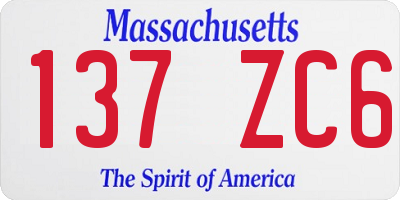 MA license plate 137ZC6