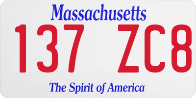 MA license plate 137ZC8