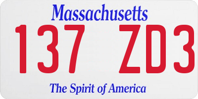 MA license plate 137ZD3