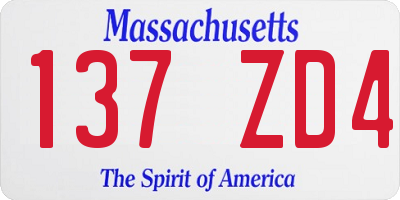 MA license plate 137ZD4