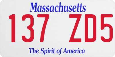 MA license plate 137ZD5