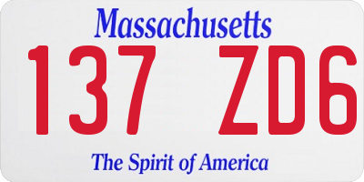 MA license plate 137ZD6
