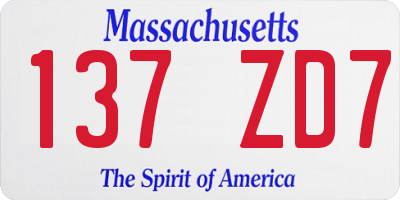 MA license plate 137ZD7