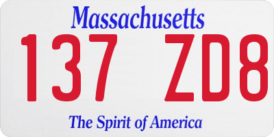 MA license plate 137ZD8