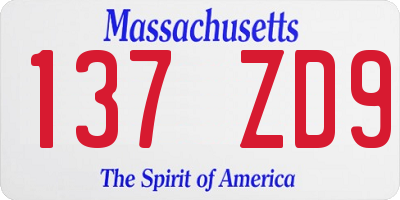 MA license plate 137ZD9