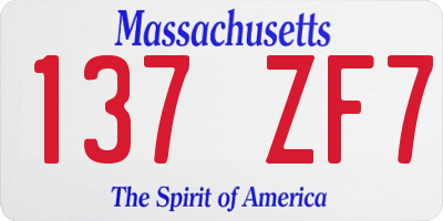 MA license plate 137ZF7