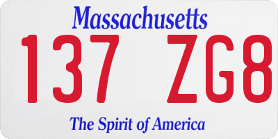 MA license plate 137ZG8