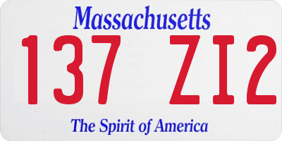 MA license plate 137ZI2