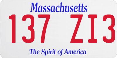 MA license plate 137ZI3