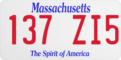 MA license plate 137ZI5