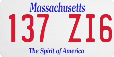 MA license plate 137ZI6