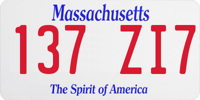 MA license plate 137ZI7