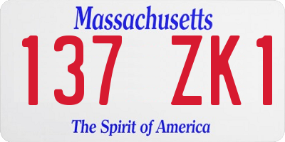 MA license plate 137ZK1