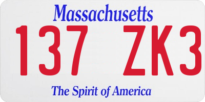MA license plate 137ZK3