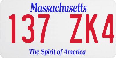 MA license plate 137ZK4