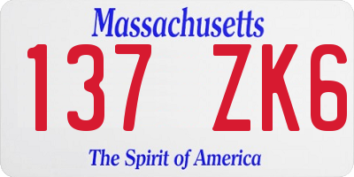 MA license plate 137ZK6