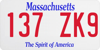 MA license plate 137ZK9
