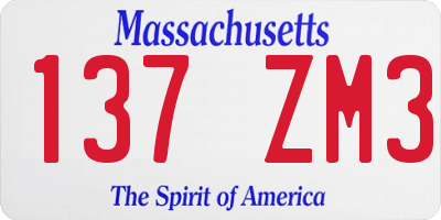 MA license plate 137ZM3