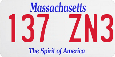 MA license plate 137ZN3
