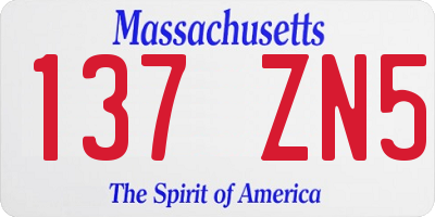 MA license plate 137ZN5