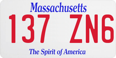 MA license plate 137ZN6