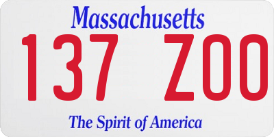 MA license plate 137ZO0