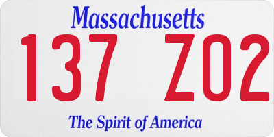 MA license plate 137ZO2
