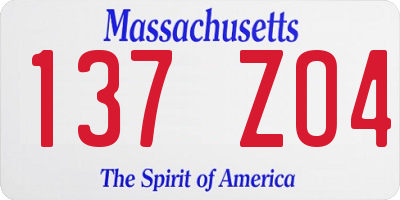 MA license plate 137ZO4