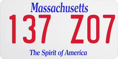 MA license plate 137ZO7